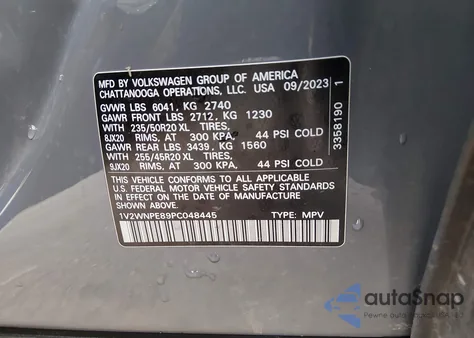 2023 Volkswagen Id.4 Awd Pro S from USA, damaged, VIN 1V2WNPE89PC048445